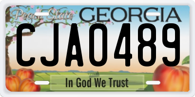 GA license plate CJA0489
