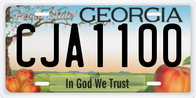 GA license plate CJA1100