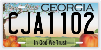 GA license plate CJA1102