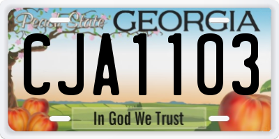 GA license plate CJA1103