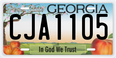 GA license plate CJA1105
