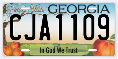 GA license plate CJA1109