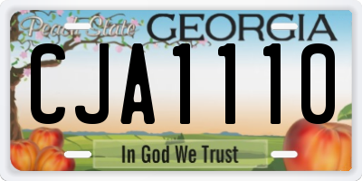 GA license plate CJA1110