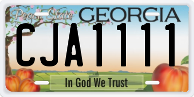 GA license plate CJA1111