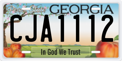 GA license plate CJA1112