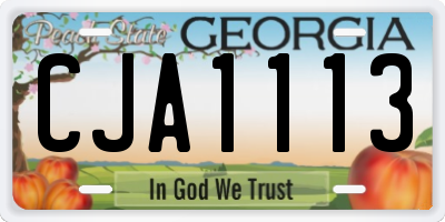GA license plate CJA1113