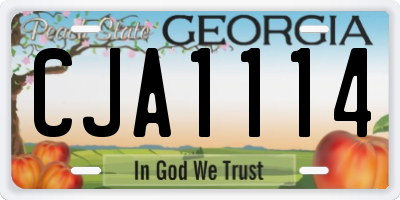 GA license plate CJA1114