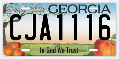 GA license plate CJA1116