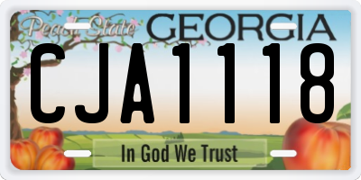 GA license plate CJA1118