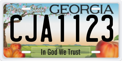 GA license plate CJA1123