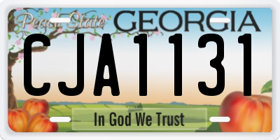 GA license plate CJA1131