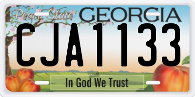 GA license plate CJA1133
