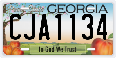 GA license plate CJA1134