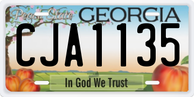 GA license plate CJA1135