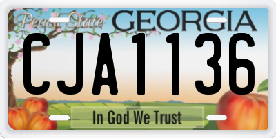 GA license plate CJA1136