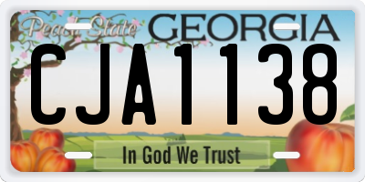 GA license plate CJA1138