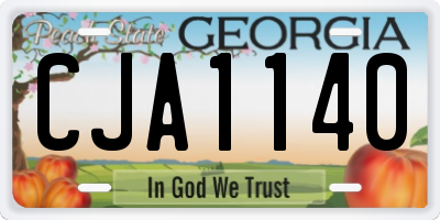 GA license plate CJA1140