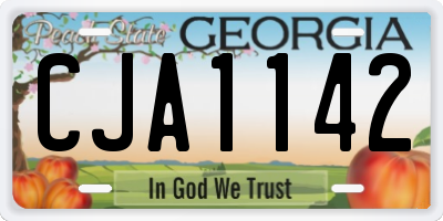 GA license plate CJA1142
