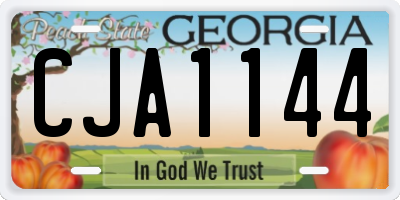 GA license plate CJA1144