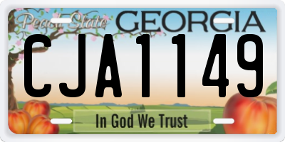 GA license plate CJA1149
