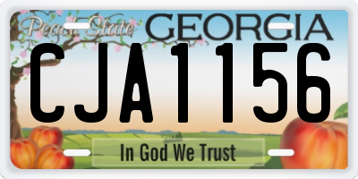GA license plate CJA1156