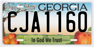 GA license plate CJA1160