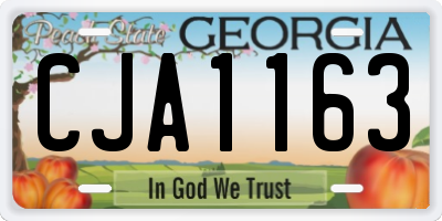 GA license plate CJA1163