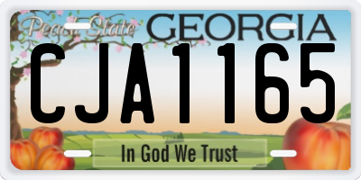 GA license plate CJA1165