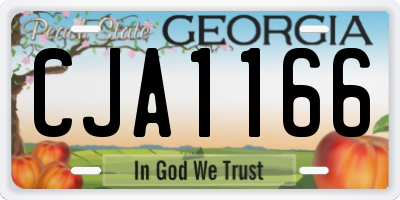 GA license plate CJA1166