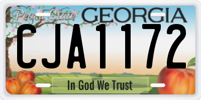 GA license plate CJA1172