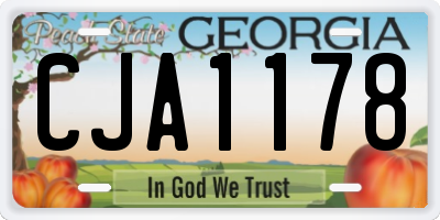 GA license plate CJA1178