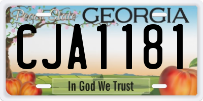GA license plate CJA1181