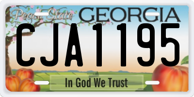 GA license plate CJA1195