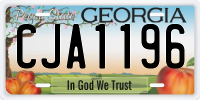 GA license plate CJA1196
