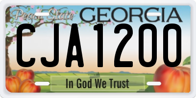 GA license plate CJA1200