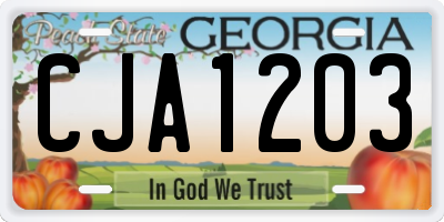 GA license plate CJA1203