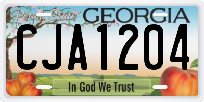 GA license plate CJA1204