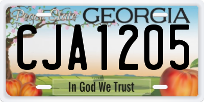 GA license plate CJA1205