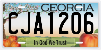 GA license plate CJA1206