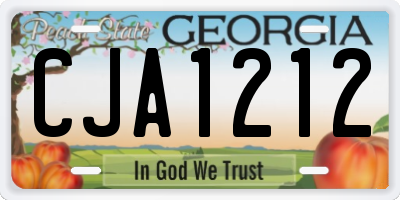 GA license plate CJA1212