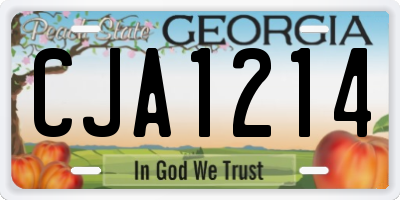 GA license plate CJA1214