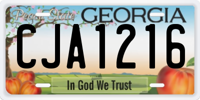 GA license plate CJA1216