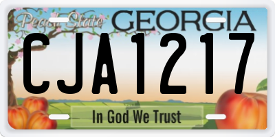 GA license plate CJA1217