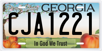 GA license plate CJA1221