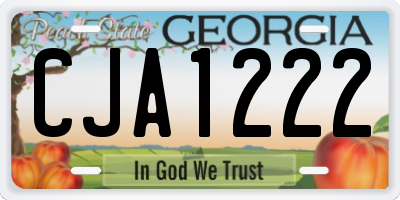 GA license plate CJA1222