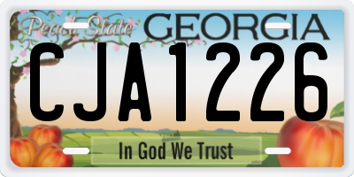 GA license plate CJA1226