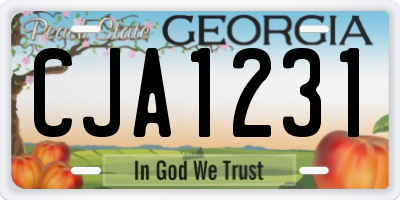GA license plate CJA1231