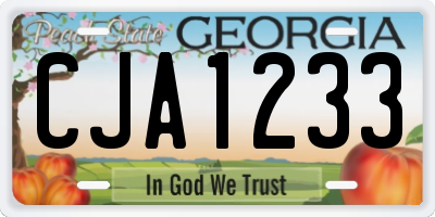 GA license plate CJA1233