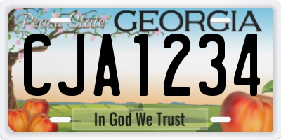 GA license plate CJA1234