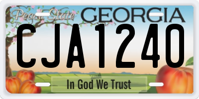 GA license plate CJA1240